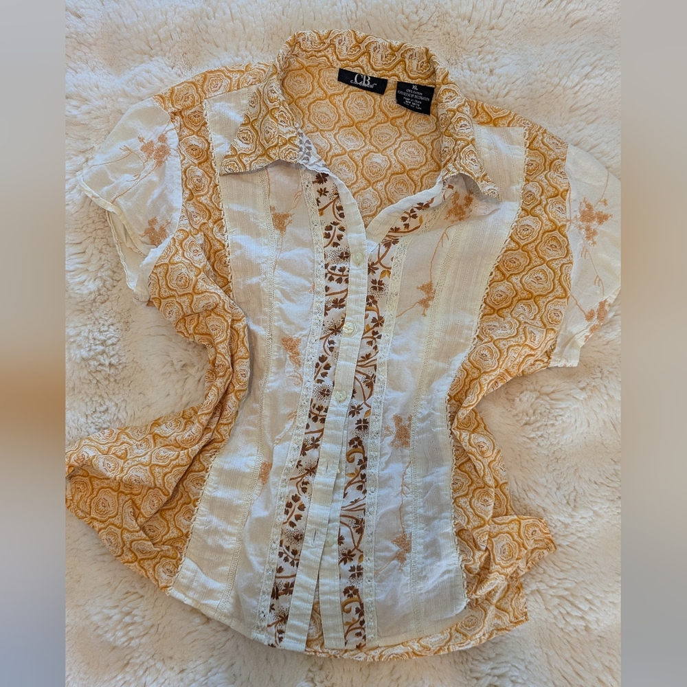 Vintage Patchwork And Lace Inlay Blouse
